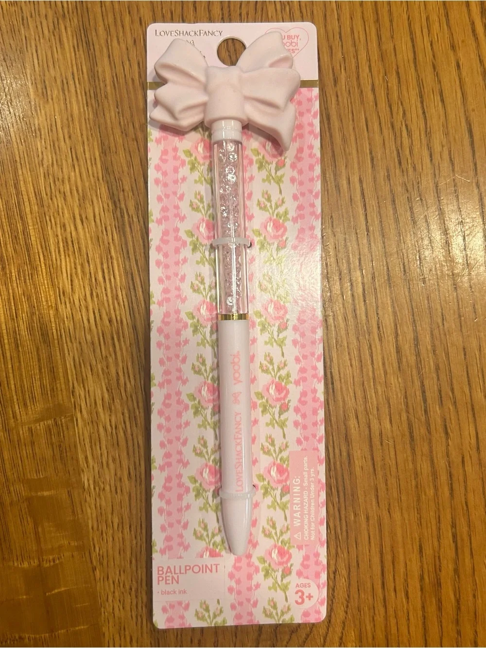 LoveShackFancy x Target Yoobi Pale Pink Bow Crystal Ballpoint Pen